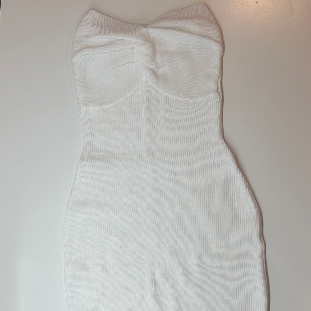 White Strapless Knit Dress